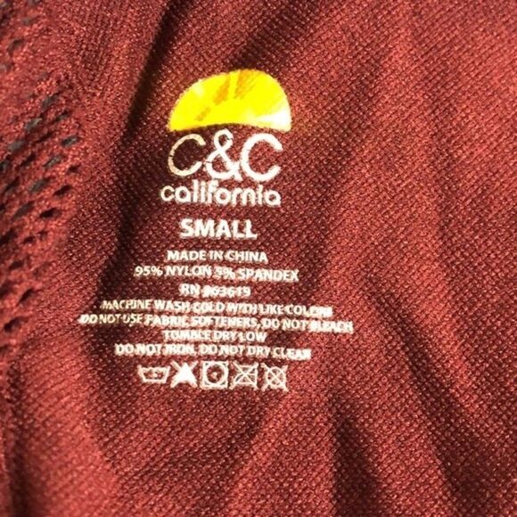 C&C California Maroon compression long sleeve thumbhole top like new small 22E - Picture 5 of 5